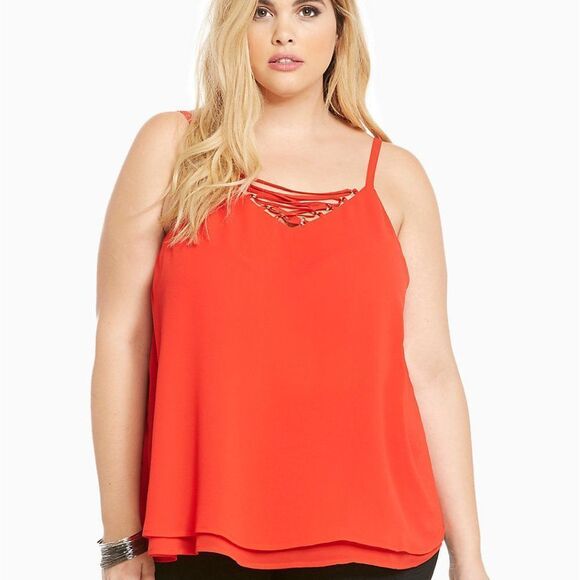Torrid Strappy Front Double Layer Chiffon Top 3X - Picture 1 of 8